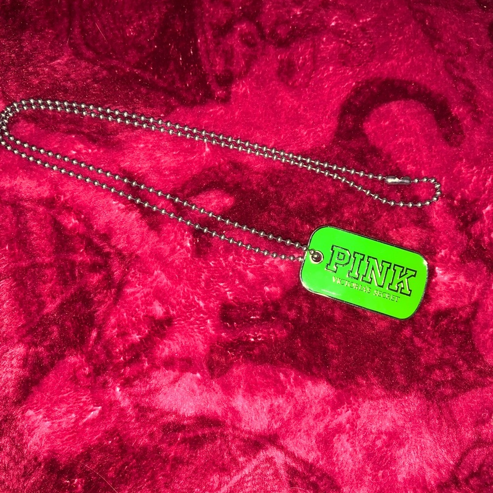 PINK Victoria’s Secret 1986 Green Dog Tag necklace